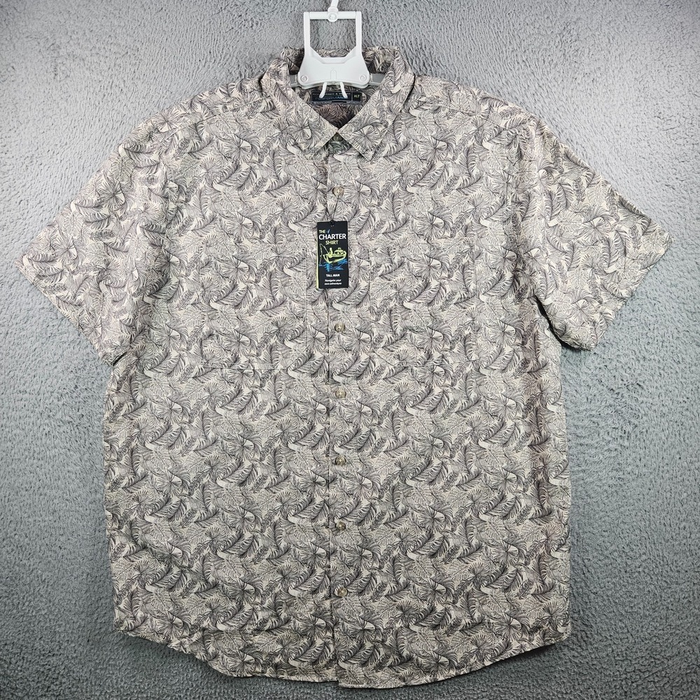 NEW Roundtree & Yorke Performance Shirt Men XLT Vented Leaf Light Brown Outdoor